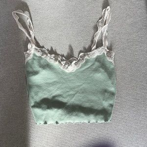 Green lace cami